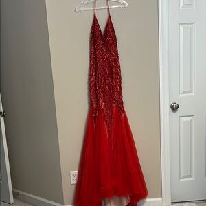 Mac Duggal Red Sequin Prom Dress